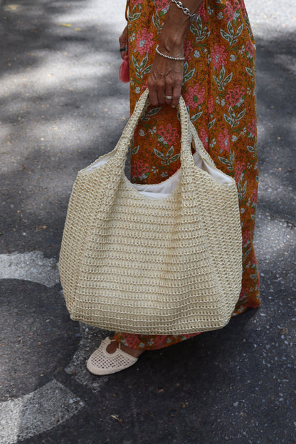 BOLSO SHOPPING RAFIA BLANCO