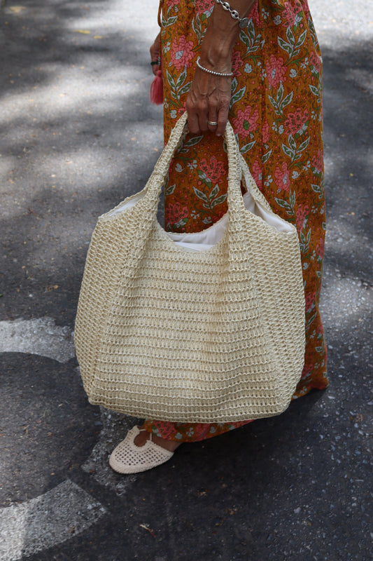 BOLSO SHOPPING RAFIA BLANCO