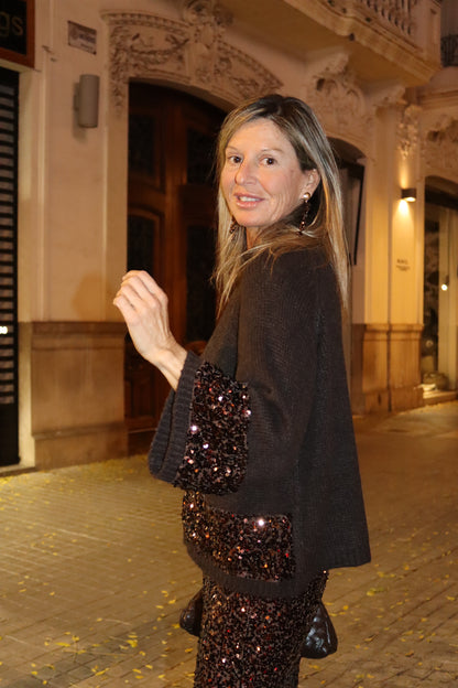 JERSEY LENTEJUELAS CHOCOLATE