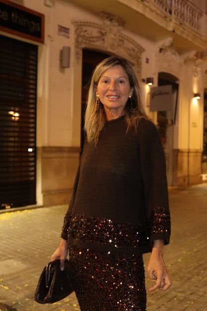 JERSEY LENTEJUELAS CHOCOLATE