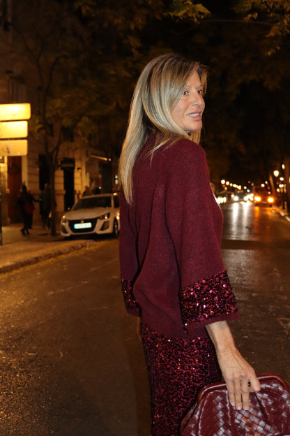 JERSEY LENTEJUELAS GRANATE