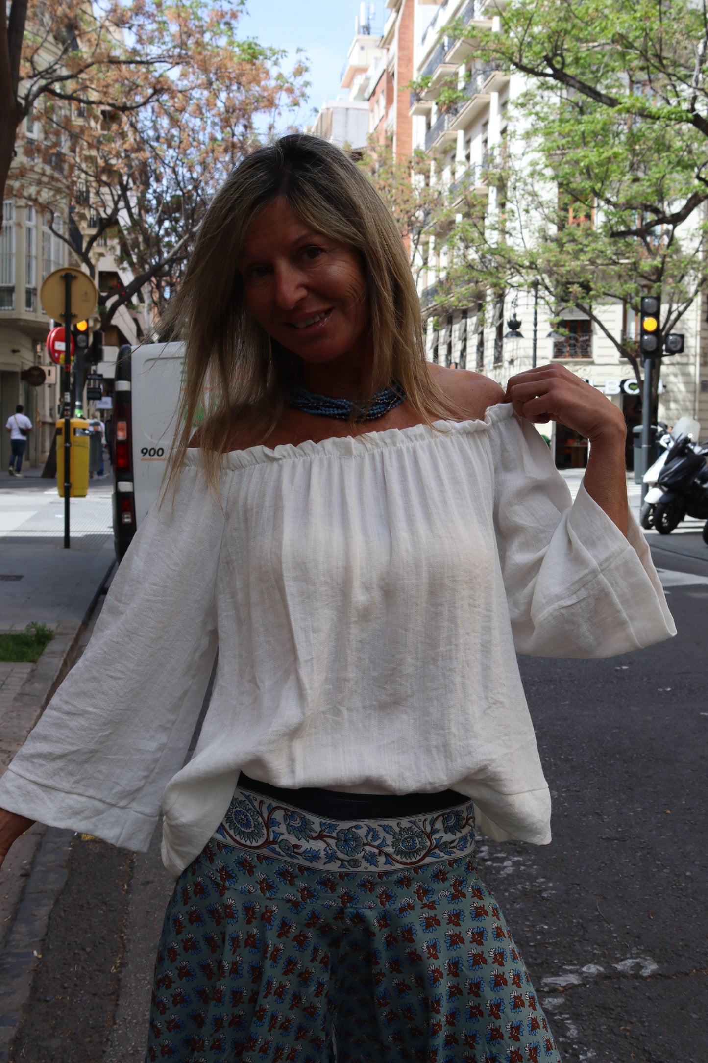BLUSA BARDOT BLANCA