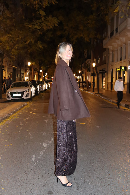 PANTALÓN BOMBACHO LENTEJUELAS MARRÓN