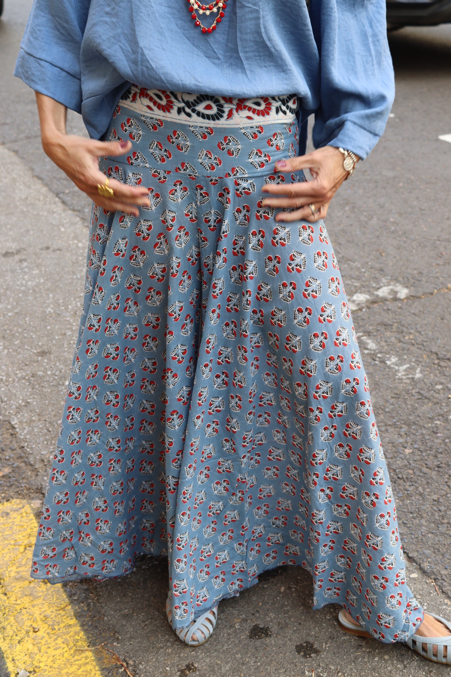 FALDA PANTALÓN ESTAMPADA AZUL