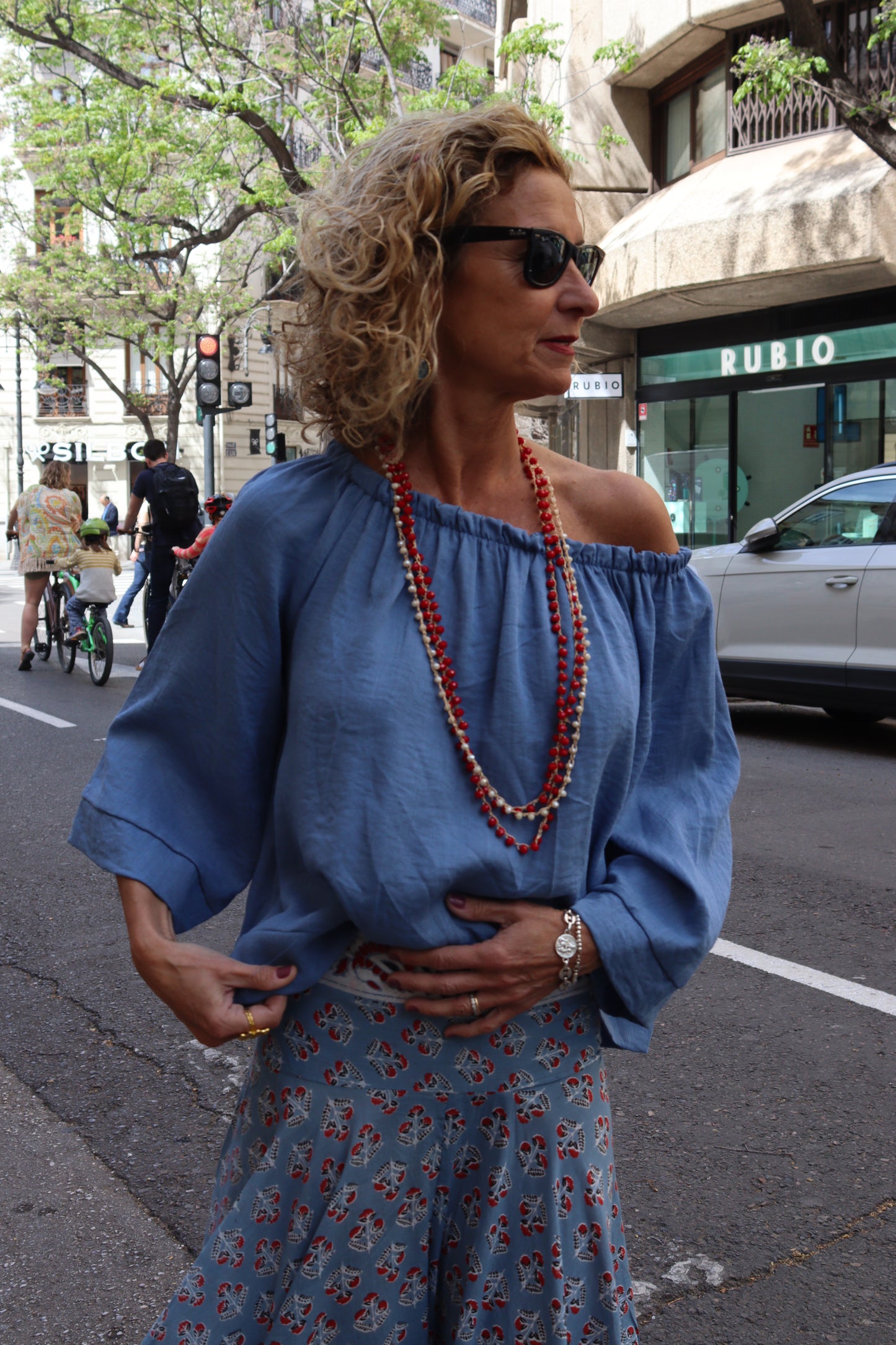 BLUSA BARDOT AZUL