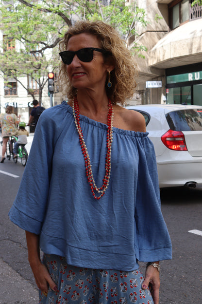 BLUSA BARDOT AZUL