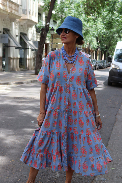 VESTIDO ALGODON AZUL