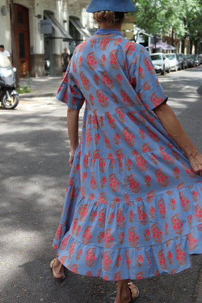 VESTIDO ALGODON AZUL