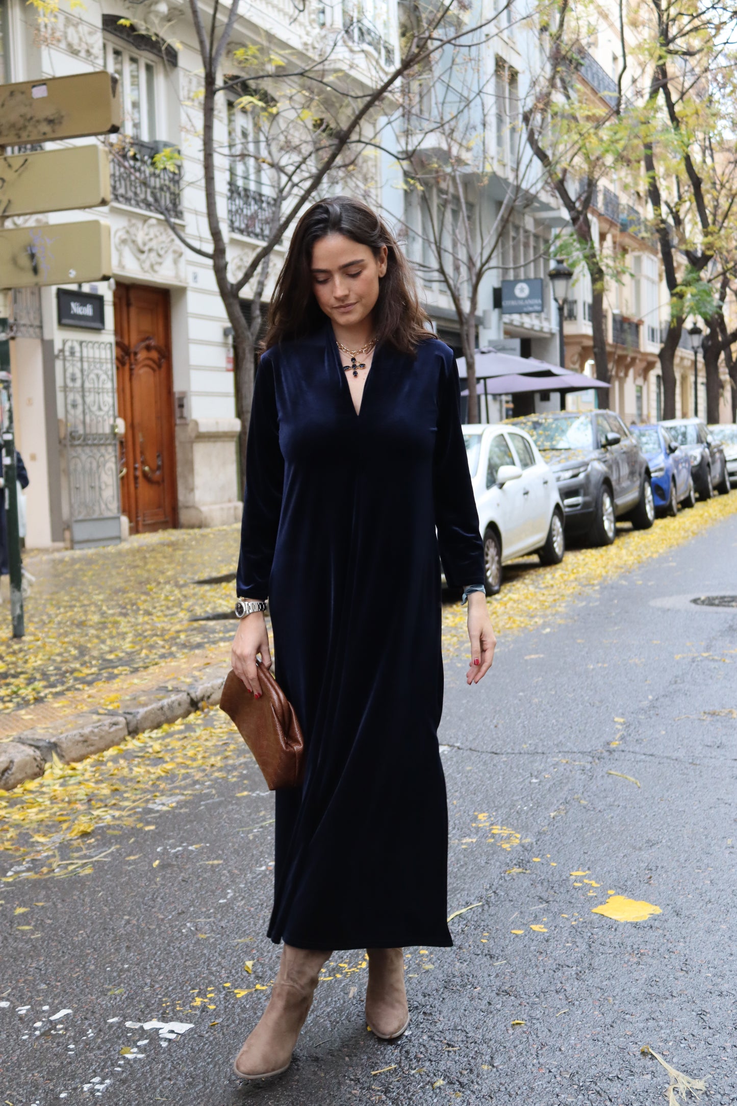 VESTIDO TERCIOPELO AZUL MARINO