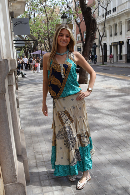 VESTIDO SEDA ESTAMPADO ÚNICO
