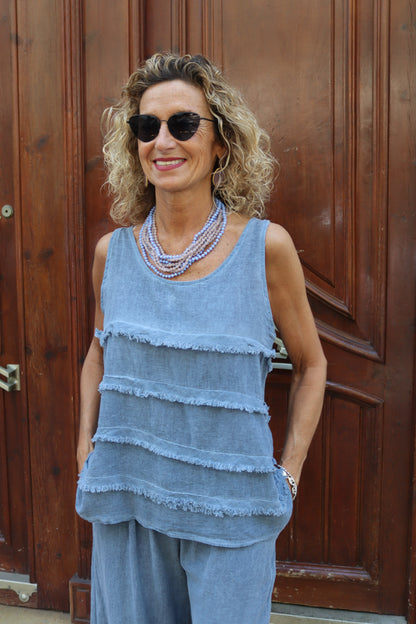 BLUSA VOLANTES AZUL