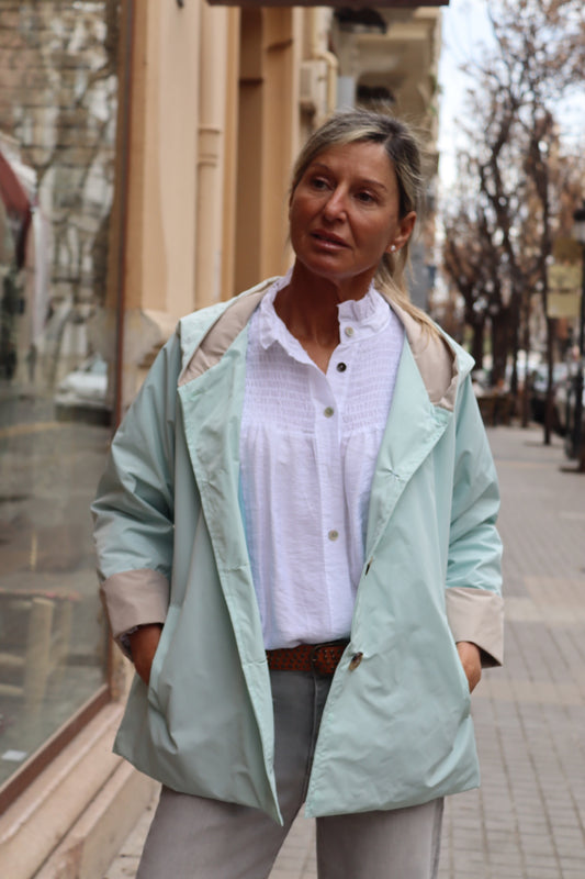 GABARDINA CAPUCHA ANI VERDE AGUA