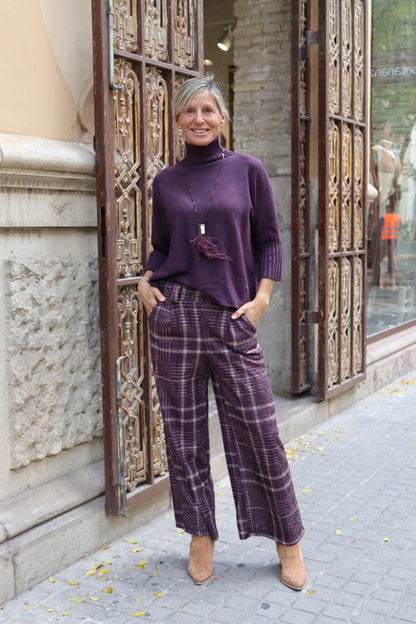 PANTALÓN ESCOCÉS BERENJENA