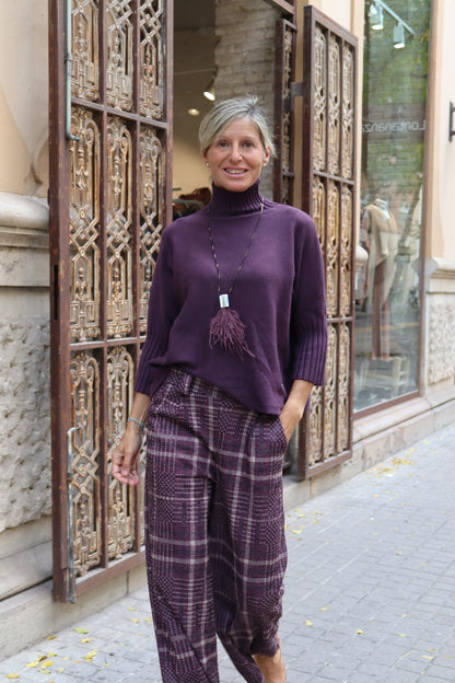 PANTALÓN ESCOCÉS BERENJENA