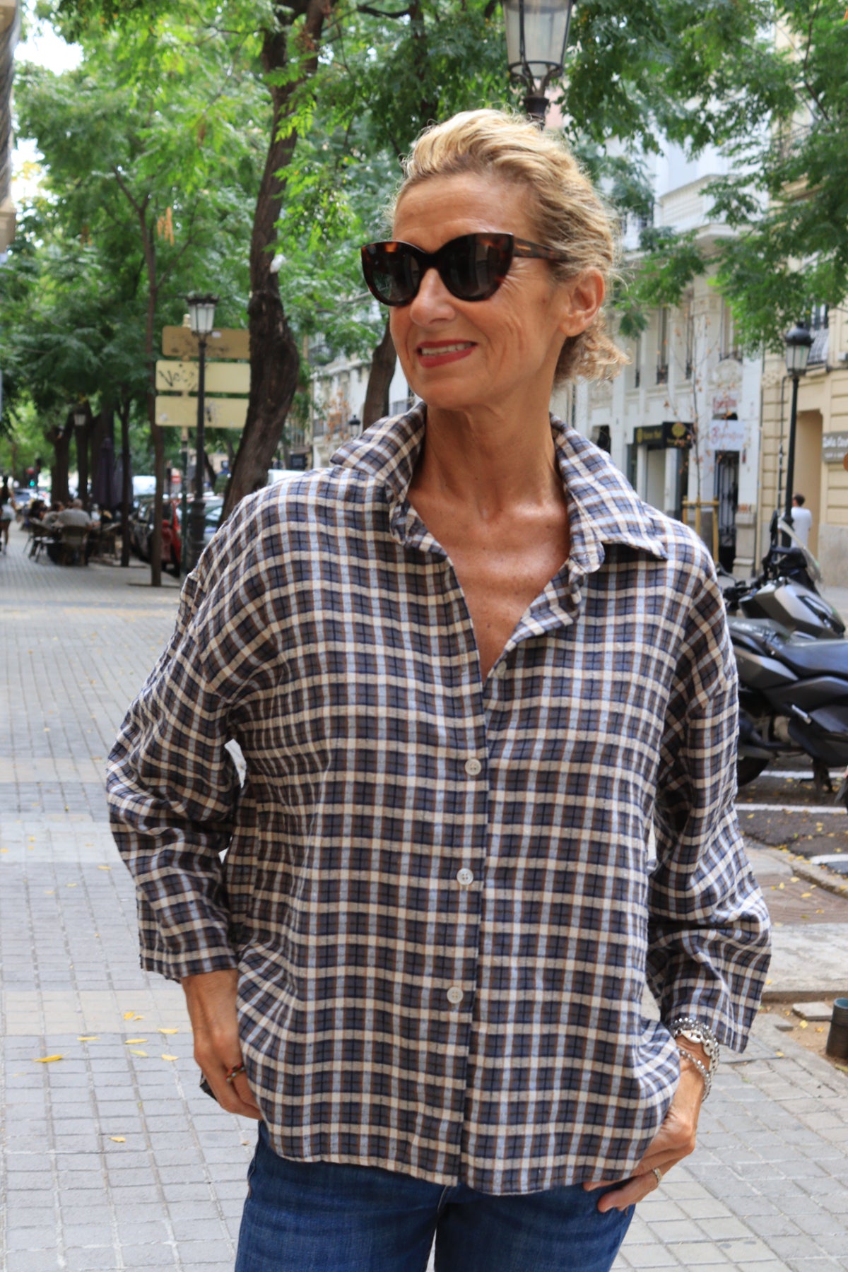 CAMISA CARMEN AZULES