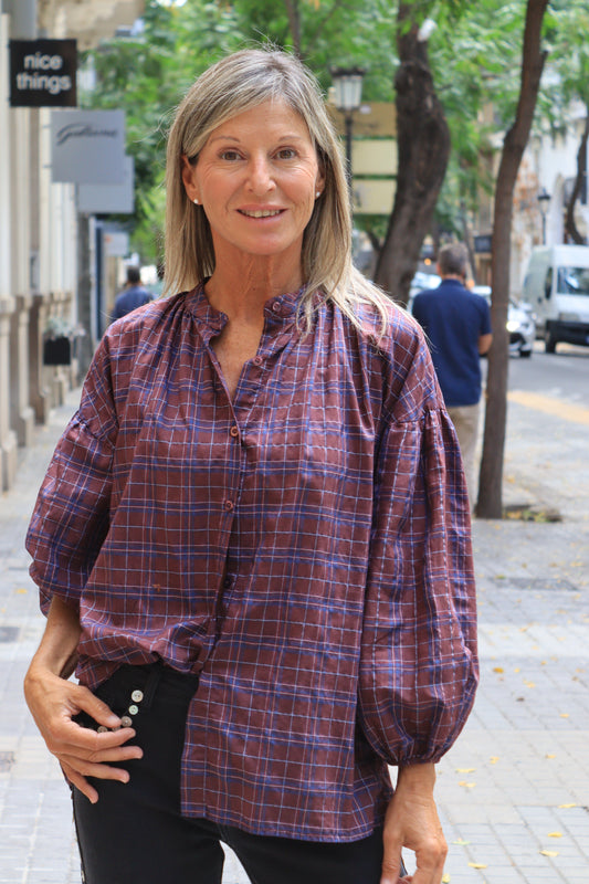 CAMISA CUADROS GRANATE