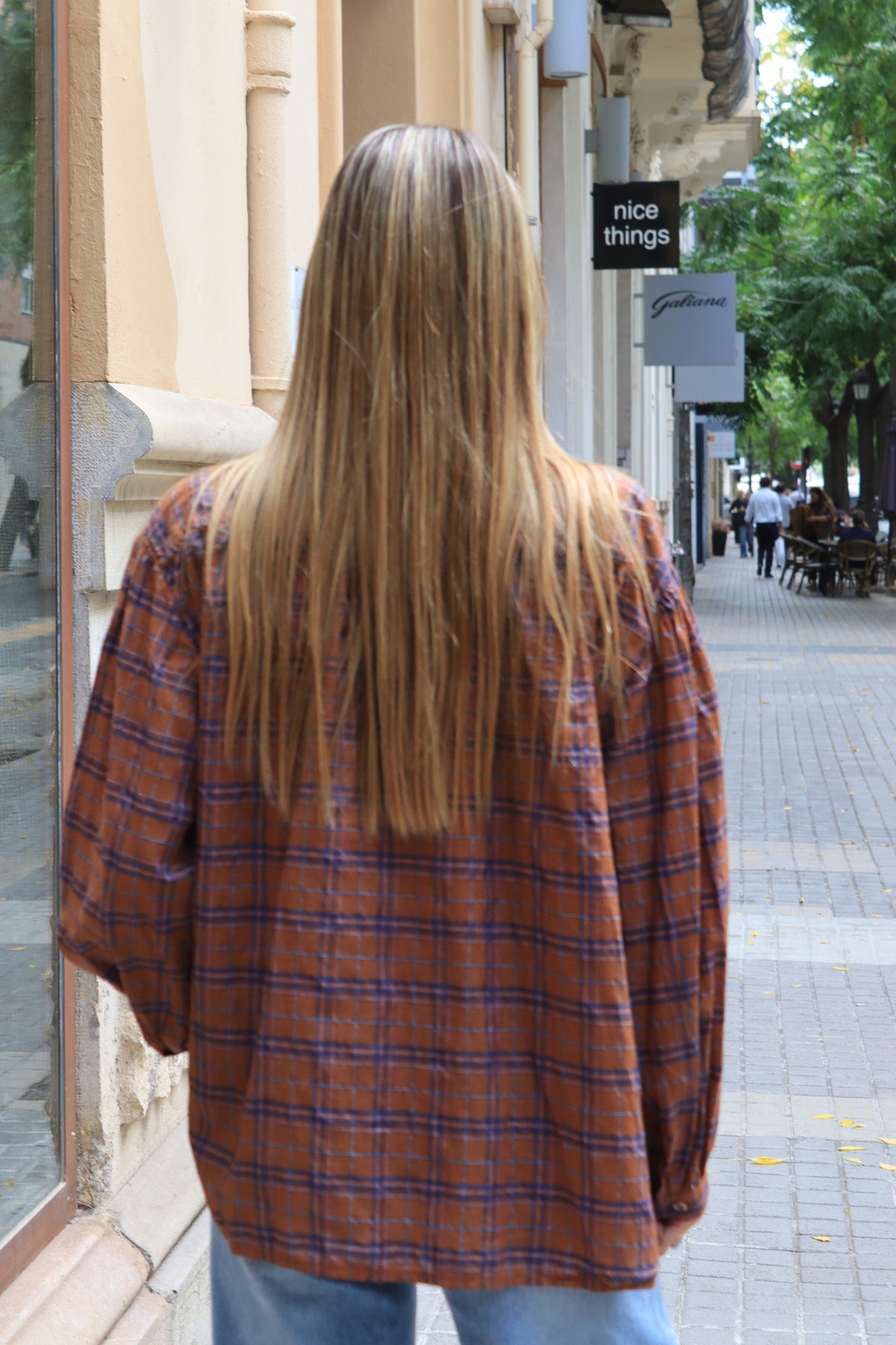 CAMISA CUADROS VOLANTE TEJA