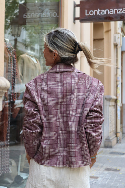 CHAQUETA ESCOCESA BERENJENA