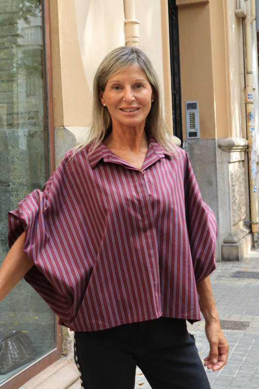 CAMISA RAYAS BERENJENA