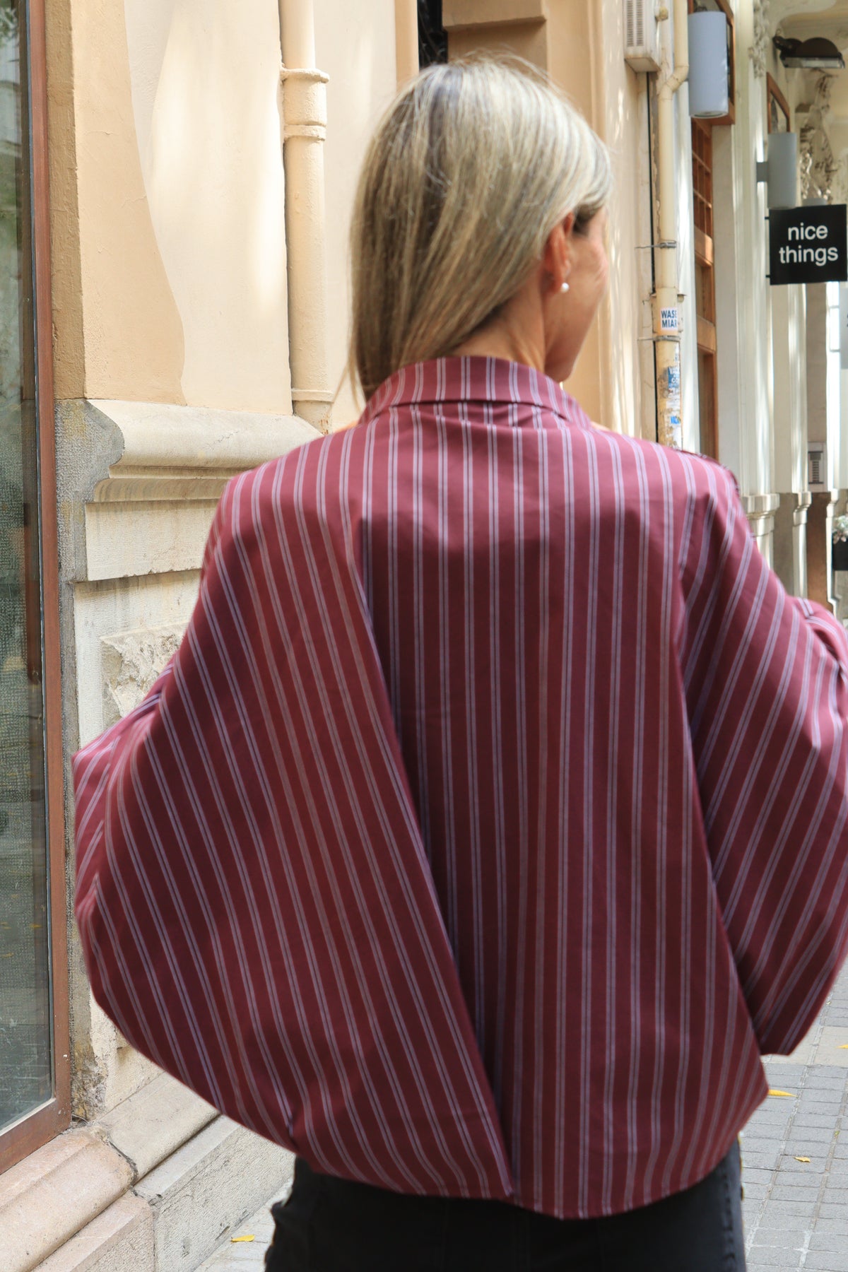 CAMISA RAYAS BERENJENA