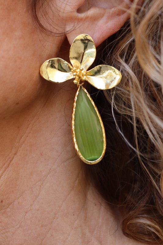 PENDIENTE FLOR VERDE
