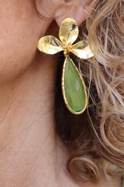 PENDIENTE FLOR VERDE