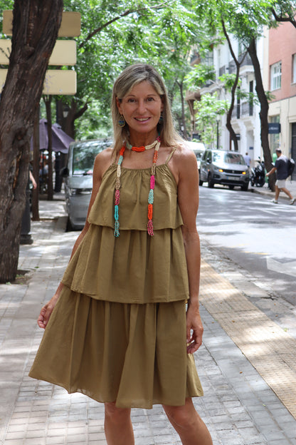 VESTIDO CORTO VOLANTES PISTACHO