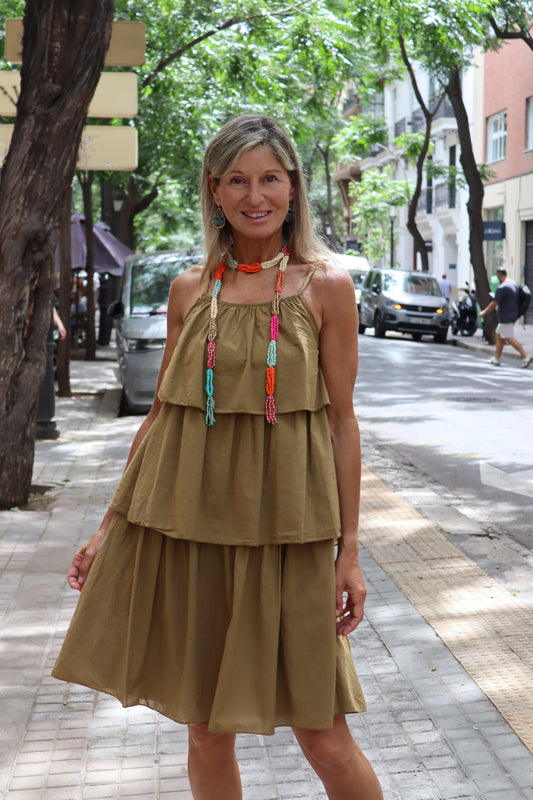 VESTIDO CORTO VOLANTES PISTACHO