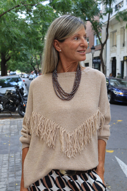 COLLAR BOLAS BRILLO GRIS