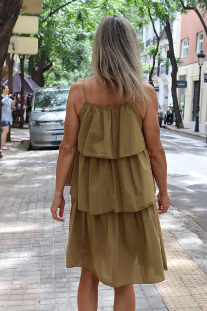 VESTIDO CORTO VOLANTES PISTACHO