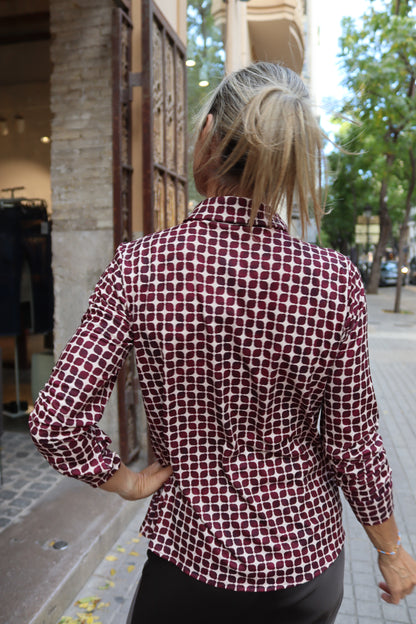 CAMISETA PUNTO ESTAMPADA BERENJENA