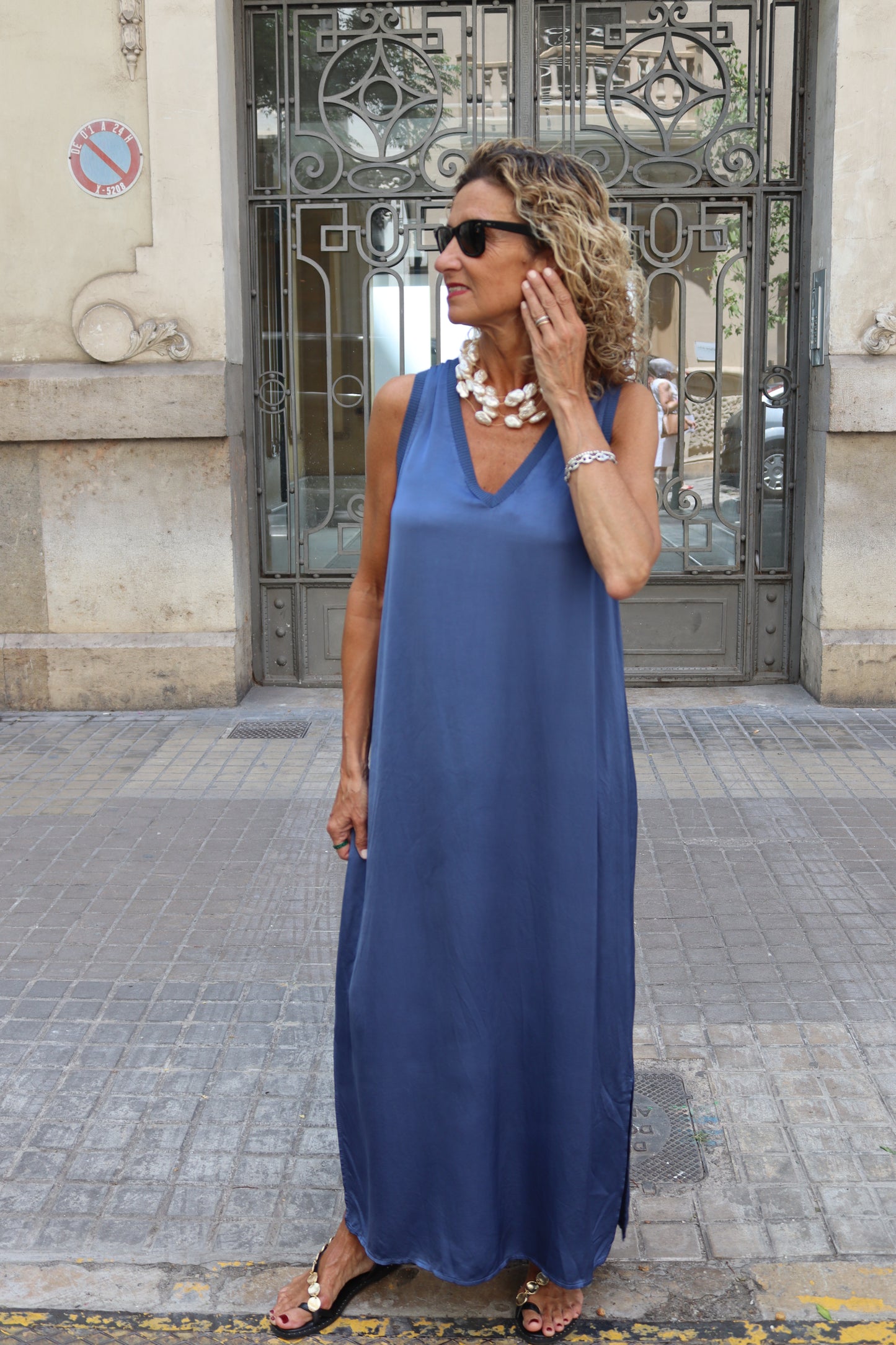VESTIDO RASO MARINO