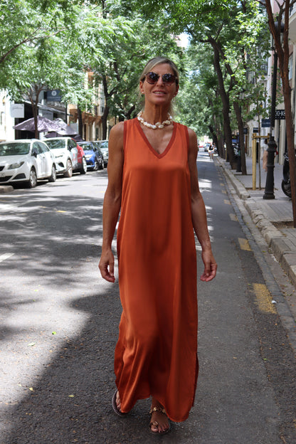VESTIDO RASO TEJA