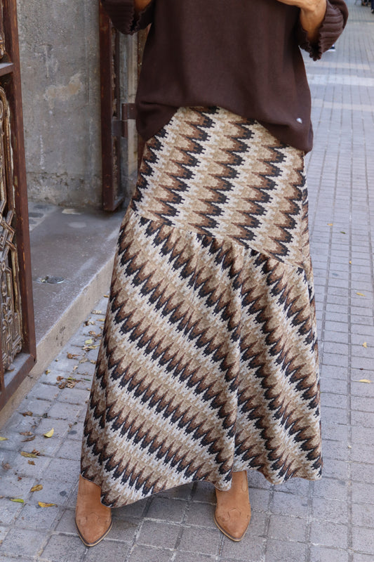 FALDA ZIG ZAG CHOCOLATE