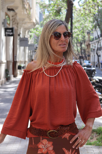 BLUSA BARDOT TEJA