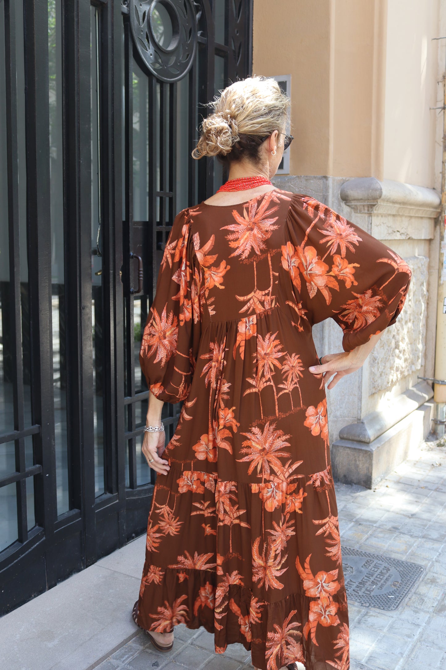 VESTIDO PALERMO ABULLONADO CHOCOLATE