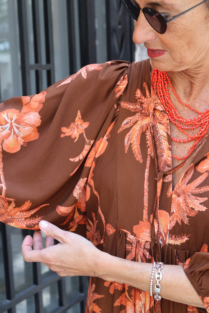 VESTIDO PALERMO ABULLONADO CHOCOLATE