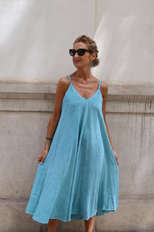 VESTIDO MONI TURQUESA