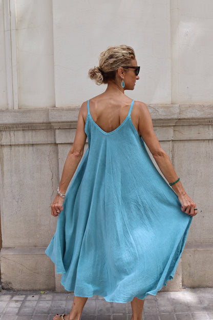 VESTIDO MONI TURQUESA