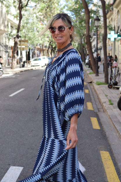 VESTIDO PRAGA ABULLONADO AZUL