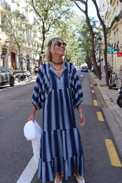 VESTIDO PRAGA ABULLONADO AZUL