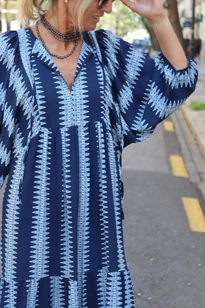 VESTIDO PRAGA ABULLONADO AZUL