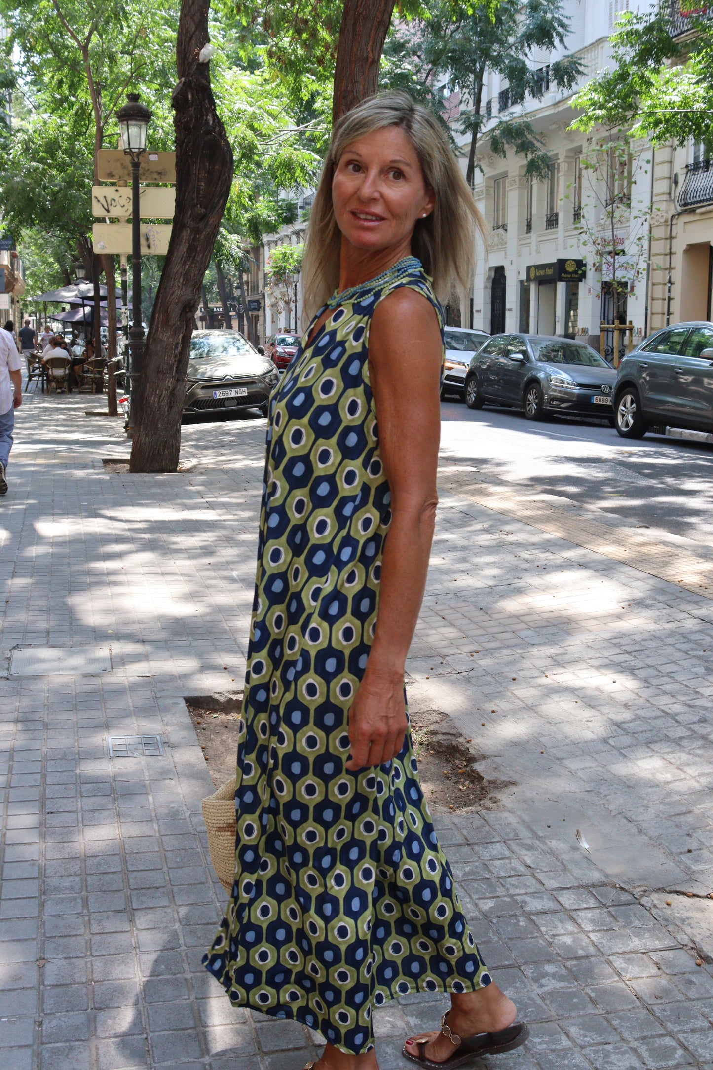VESTIDO BALI VERDE Y AZUL