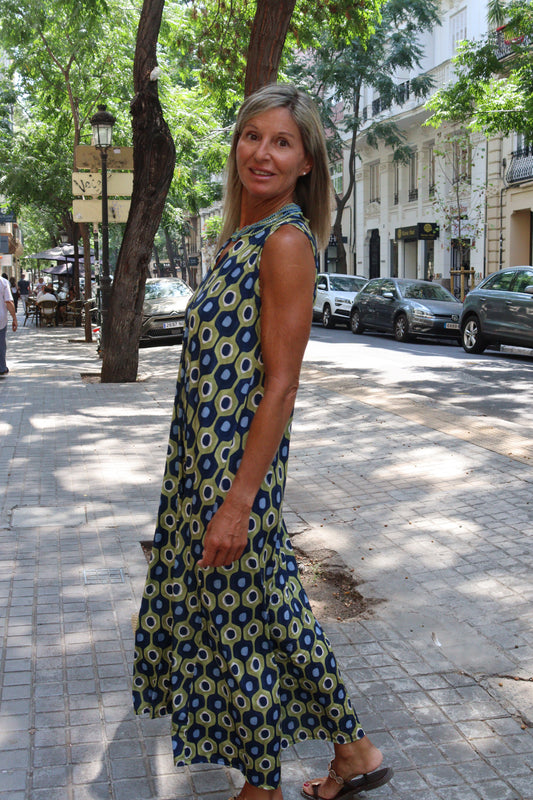 VESTIDO BALI VERDE Y AZUL