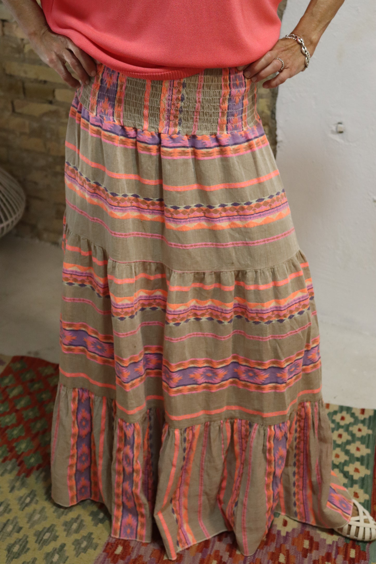 FALDA BOHO ROSA