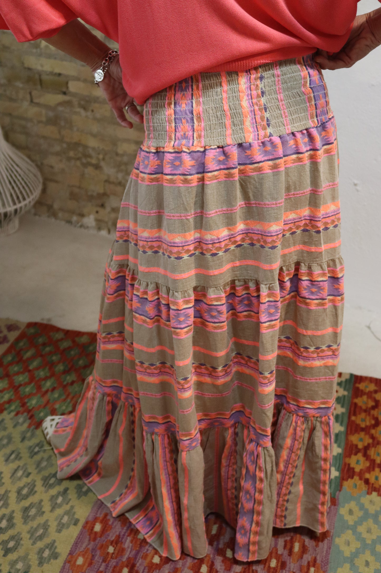 FALDA BOHO ROSA