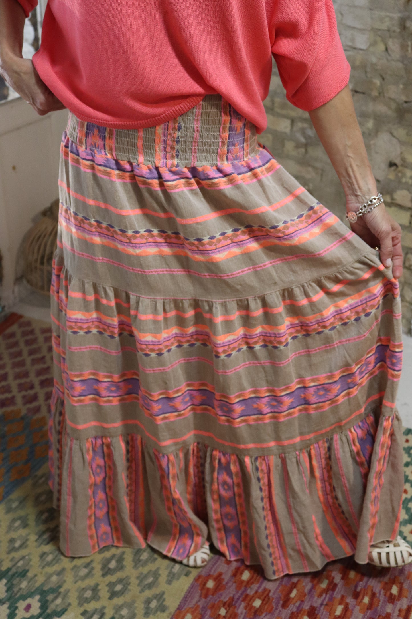 FALDA BOHO ROSA