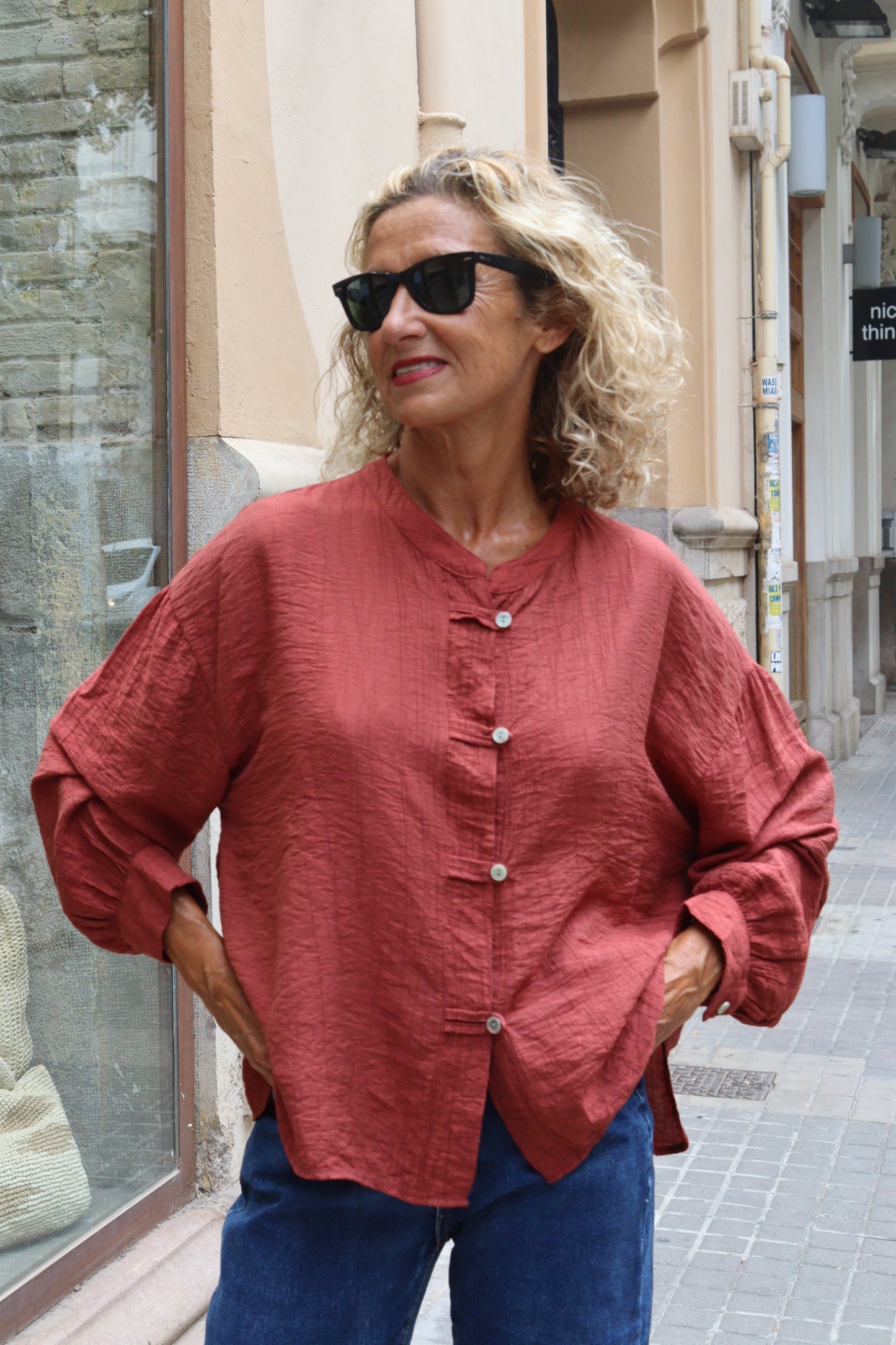 CAMISA JAPONESA ROJO TEJA