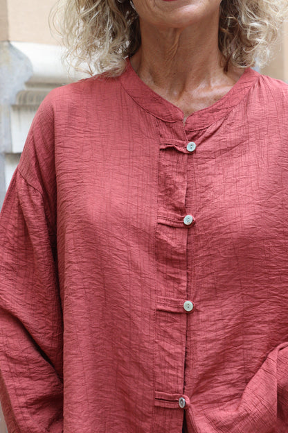 CAMISA JAPONESA ROJO TEJA