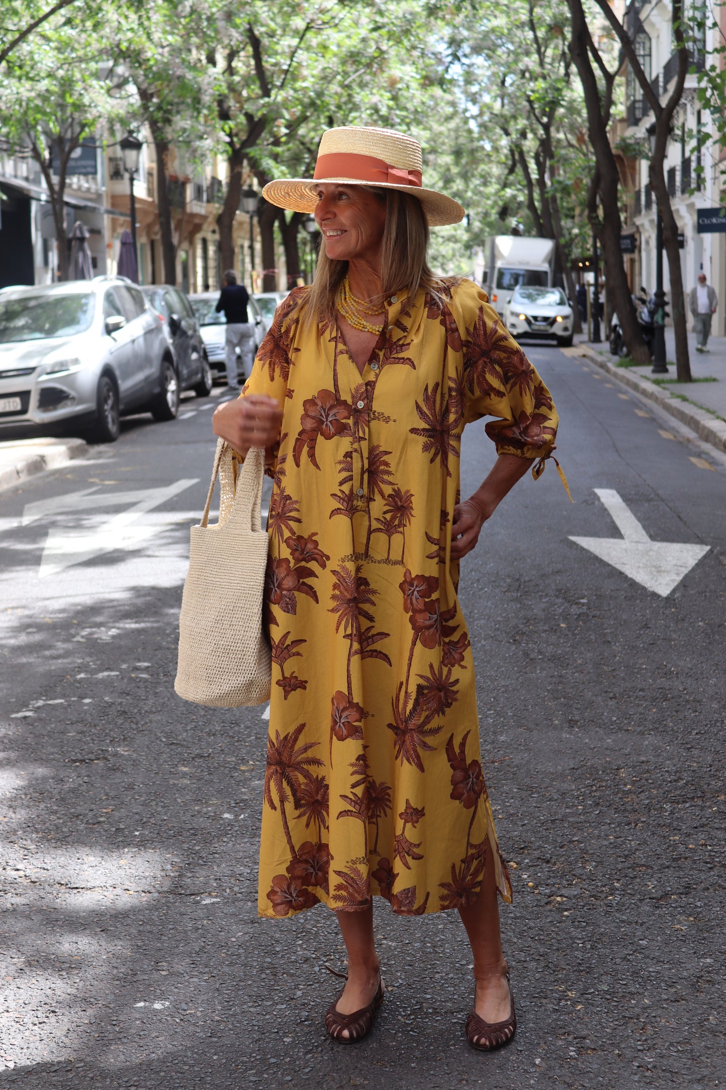 VESTIDO PALMA MOSTAZA